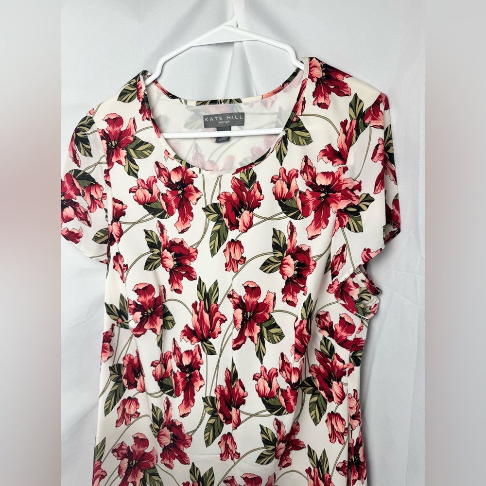Kate Hill Women’s floral blouse/top 14W - Great Condition